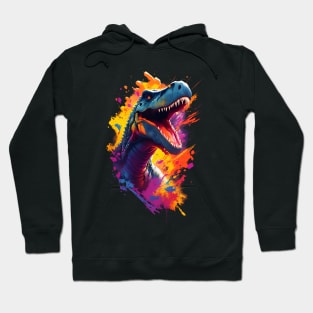 Dinosaur t-Rex lots of color pink and blue mix prehistoric design Hoodie